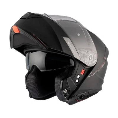 Image of MT Motorcycle Helmet Modular Flip Front ECE 22.06 Genesis SV Solid A1 Matt Black XL