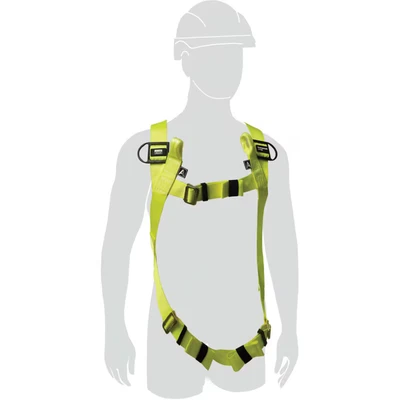 Image of Miller Honeywell H100 Safety Harness, 2 Point Universal Size, Lightweight (0.8 kg), Mating Chest &amp; Leg Buckles, Steel Back D Ring, Rated to 140 kg, Yellow, 1036294
