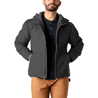 Image of Dickies Men&#039;s Duck Canvas High Pile Fleece Lined Jacket, Rinsed Slate, L