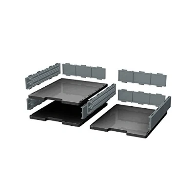 Image of Exacompta Ref 340714D Modulodoc Set ECOBlack Normal Cases Suitable for A4+ Documents, Holds Up to 3kg, Flexible Office Organisation Black/Mouse Grey