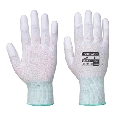 Image of Portwest PU Fingertip Glove, Size: M, Colour: White, A121WHRM
