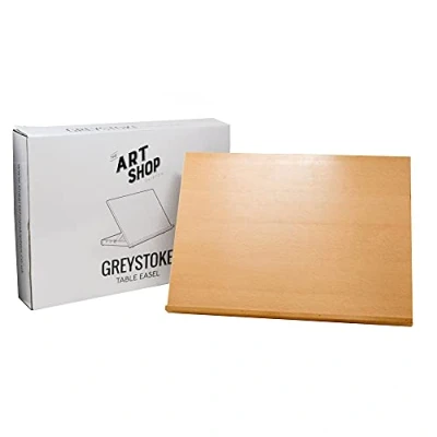 Image of The Art Shop Skipton Greystoke Wooden Workstation Table Easel A3, Brown