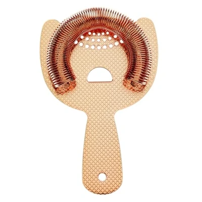 Image of Barfly M37203CP Heavy Duty Spring Bar Strainer Copper Plated Diamond Lattice, Modern