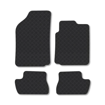 Image of Rubber Car Mats Compatible with Citroen C2 (2003 2009) Tailored Fit Floor Set Accessory Black Custom 4 Pieces Clips Anti Slip Backing, Heavy Duty &amp; Waterproof