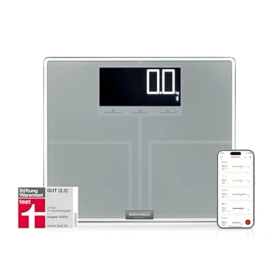 Image of Soehnle Connect Body Analysis Scale Shape Sense 200 with Bluetooth, Bluetooth Connects to App, Smart Weighing Scales Weight and Fat XXL Size Display