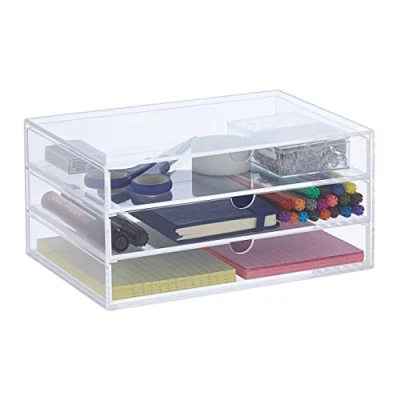 Image of Relaxdays Plastic Organiser Box, Acrylic, 11.5 x 23.5 16.5 cm
