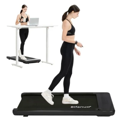 Image of Bifanuo Walking Pad Under Desk Treadmill, Treadmills for Home/Office, Portable Treadmill with Remote Control LED Display Ideal Fitness Enthusiast (Black)