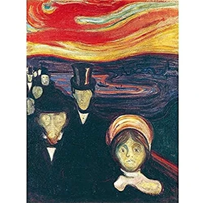 Image of Edvard Munch Anxiety Art Print Canvas Premium Wall Decor Poster Mural