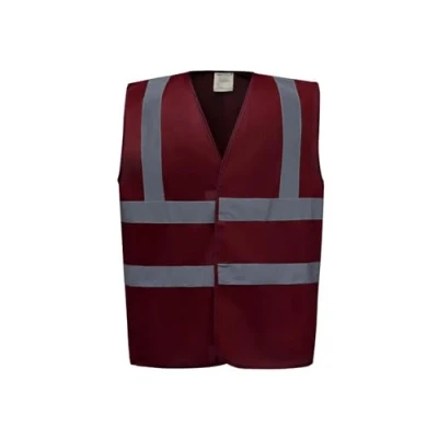Image of Yoko Men&#039;s Yk001/Hvw100 Hi Vis 2 Band and Braces Waistcoat Maroon, 2X Large
