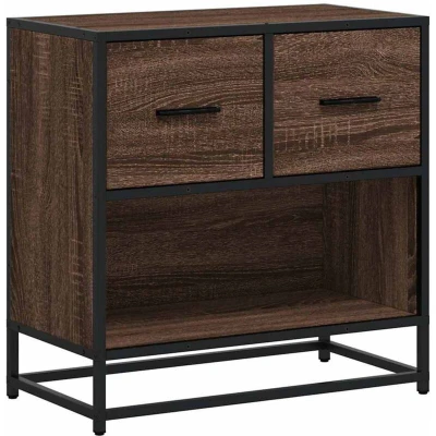 Image of vidaXL Bedside Cabinet Brown Oak 60x31x60 cm Engineered Wood and Metal