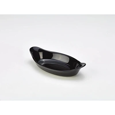 Image of Genware Stoneware Black Oval Eared Dish 6.5inch / 16.5cm Single