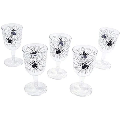 Image of Bristol Novelty HI283 Spider Web Goblet, Clear/Black, One Size