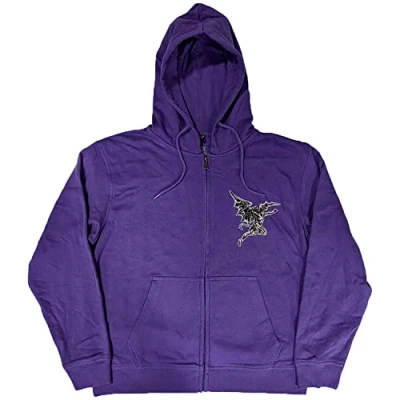 Image of Black Sabbath Hoodie Henry Pocket Band Logo Official Unisex Purple Zipped L