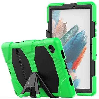 Image of TECHGEAR G SHOCK Case Fits Samsung Galaxy Tab A8 10.5&quot; 2022 (SM X200 / SM X205) Tough Rugged HEAVY DUTY Armour Shockproof Impact Survival with Stand Kids Schools Builders Workman GREEN