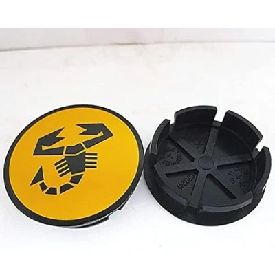 Image of 4pcs Hubcaps Car Wheel Center Hub Caps for Abarth 50mm, Badges Cap Covers Replacement Part Sunscreen Waterproof Tyres Rims Styling Accessories,Yellow