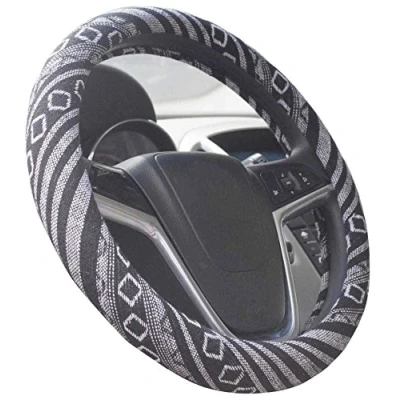 Image of ISTN 2018 Large Ethnic Style Coarse Flax Cloth Automotive Steering Wheel Cover Anti Slip and Sweat Absorption Auto Car Wrap For F 150 Tundra (G, 15.25&#039;&#039; 16&#039;&#039;)