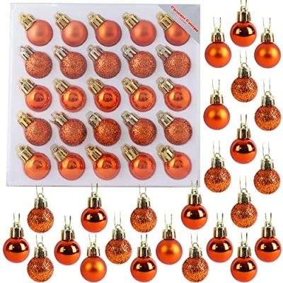 Image of Christmas Concepts® Pack of 25 25mm (1&quot;) Mini Tree Baubles Shiny, Matte &amp; Glitter Decorated (Copper)