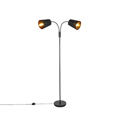 Image of Qazqa Modern Floor lamp Black 2 Light Carmen Suitable for LED E14 Steel Living Room I Bedroom