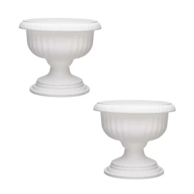 Image of shopior Flower and Herb Plastic Urn Pots Hourglass Shape Indoor Outdoor Decor Wall Planters Plant for Succulents more Garden, Balcony 42cm (2, White)