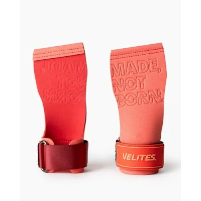 Image of Velites Quad Pro Sports Gloves with Double Layer Microfibre 2.9mm Coral Large Secure Grip Magnesium Wrist Straps Use on Rings, Bars, Weights and Paddles