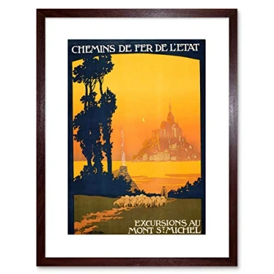 Image of Wee Blue Coo TRAVEL TOURISM MONT ST MICHEL WALLED CITY ISLAND FRANCE FRAMED PRINT F97X7098