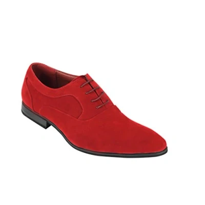 Image of Mens Suede &amp; Patent Shiny Leather Line Formal Oxford Lace up Italian Style Shoes [Red Suede,UK 11 EU 45]