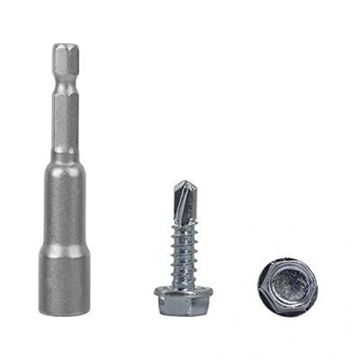 Image of (Pack of 100 pcs) DIN 7504 K Zinc Plated Steel 4.8 x 19 mm Screws, Self Drilling Sheet Metal Screw, Hex Washer Head, Tapping (100, mm)