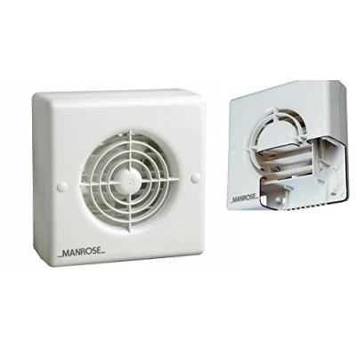 Image of Manrose XF100 Automatic Shutter Bathroom Extractor Fan Standard Timer Pullcord Humidity (Timer Model)