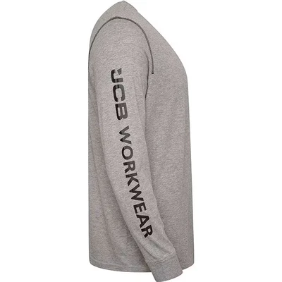 Image of JCB Dark Grey Banner Shirt Mens Long Sleeve T 100% Cotton Workwear Clothes L