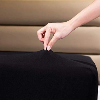 Image of Super King Fitted Sheets Deep Fit Bottom Sheet Jersey Cotton Pocket Bedsheet For Superkingsize Bed Set (Super King, Black)