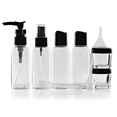 Image of Netagon 9 Piece Travel Bottle Set Leak Proof Clear Toiletries Containers with Airport Bag Case, Perfect for Holidays Swimming Camping Trips (1 Pack PCE)