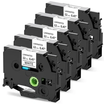 Image of MarkField Compatible Label Tape Replacement for Brother Printer Ptouch TZe 231 TZ Black on White 12mm 0.47 Laminated PT 1000 H105 H107 H101C H100LB/R H110 H200 D210 E110 GL 105, 5 Pack