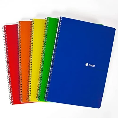 Image of Enri, Notebooks A4 (Folio) White Sheets, Soft Cover, 80 Pack 5 Notebooks, Assorted Colours