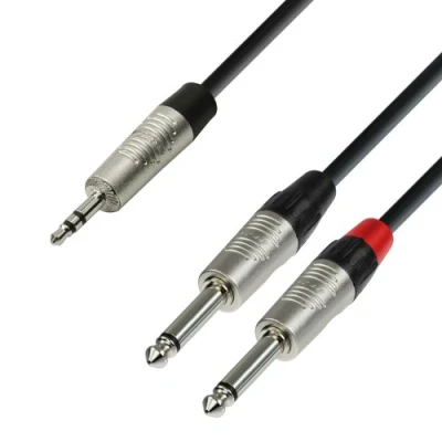 Image of Adam Hall 4 Star Series Rean Instrumentenkabel (2 x 3,5 mm Klinkenstecker auf 2 6,3 Mono Klinke) 1.5m