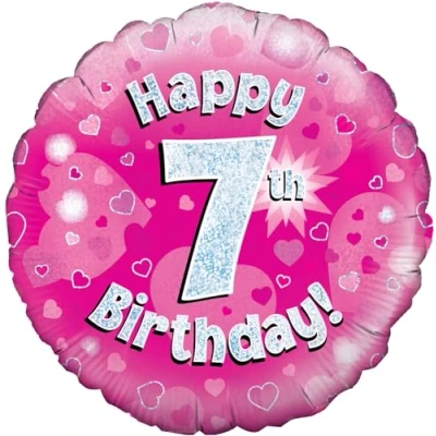 Image of Oaktree UK 18&quot; Happy 7th Birthday Pink Holographic