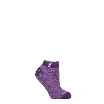 Image of Women&#039;s 1 Pair SOCKSHOP Heat Holders 2.3 TOG Patterned and Striped Ankle Slipper Socks Pisa Purple 4 8 Ladies