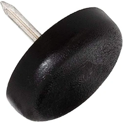 Image of Adsamm® / 32 x Glides in plastic with nail Ø 0,87&#039;&#039; (Ø 22 mm) black round Premium quality furniture sliders by