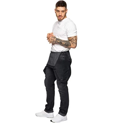 Image of 989Zé ENZO Mens Denim Jeans EZD390 Designer Cotton Dungarees Overalls Heavy Duty Waist Sizes 30 50 BLK 48 R