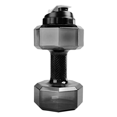 Image of NOPEILVI Weight Water Bottle Dumbbell Shaped Container With Leak Proof Lid 2.2L Black Bottle, Sports Big Capacity Half Gallon