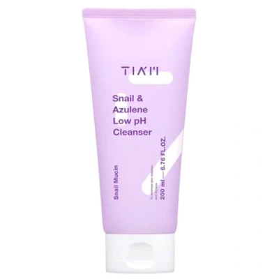 Image of TIAM Snail &amp; Azulene Low pH Cleanser Foaming Face Wash Gentle Balancing Hydrating Enriched w/Snail Mucin Essence Skincare for Dry Skin (6.76 fl oz)