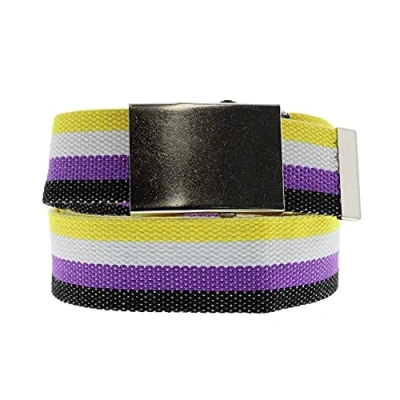 Image of Zac&#039;s Alter Ego Gay Pride Festival Equality Non Binary Webbing Canvas Belt with Slider Buckle