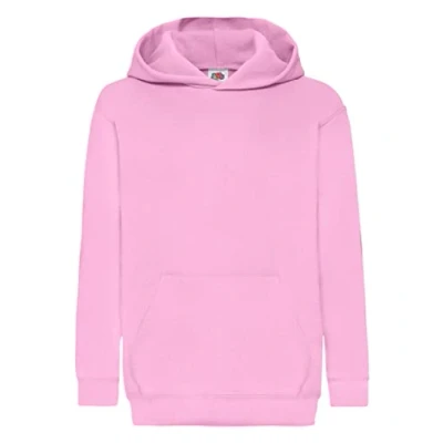 Image of Fruit of the Loom Unisex Kids Pull over Classic Hooded Sweat, Light Pink, 12 13 Years (Manufacturer Size:34)