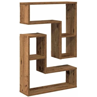 Image of vidaXL Wall Cube Shelves Old Wood, 50 x 15 cm, Engineered Floating for Living Room/Bedroom/Office, 60 kg Weight Capacity