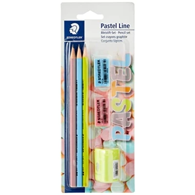Image of STAEDTLER 13043SBKP1 Pastel Stationery with Pencils, Sharpener and Eraser