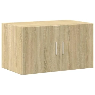 Image of vidaXL Wall Cabinet Sonoma Oak, Engineered Wood, 70x42.5x40 cm, Storage with Ample Space, Space Saving Hanging for Living Room, Bedroom, Garage, and More