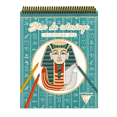 Image of Clairefontaine Ref 96178C Egyptian Colouring Pad (20 Sheets) 200 x 250mm in Size, Themed Designs, 250gsm White Drawing Paper, 10 Patterns