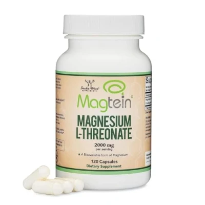 Image of Double Wood Magnesium L Threonate Supplement 100 High Strength Capsules 2000mg Bioavailable Form per Serving Non GMO &amp; Gluten Free