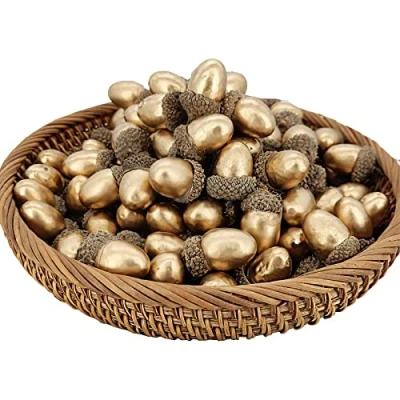 Image of Laiiqi 50pcs artificial acorn decorations, fall decor, acorns for squirrels, golden with natural cap suitable Christmas Thanksgiving Wedding and other table decorations