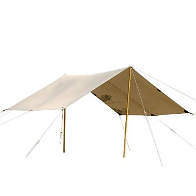 Image of Tatonka Tarp 4 TC (285 x 400 cm) Waterproof Made of Cotton Blend Fabric with Excellent UV Stability, Eyelets and Flap Loops Protects Against Sun, Wind Rain Beige
