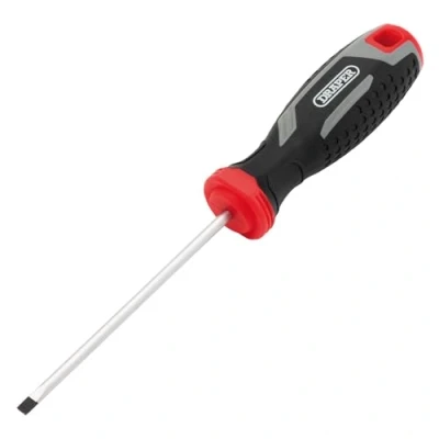 Image of Draper Slotted Parallel Soft Grip Screwdriver, SL4 x 100mm 13387 Magnetic Tip, CRV Blade